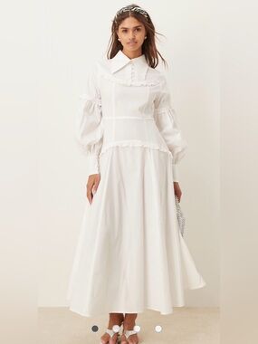 Dream Sister Jane Ivory Drop Waist Maxi Dress XS Prairie Temple Cottagecore